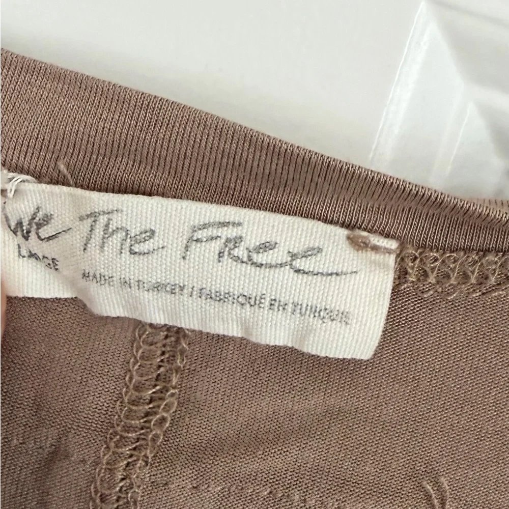 Free People Long Sleeve Vneck Top Large Tan - Picture 4 of 7